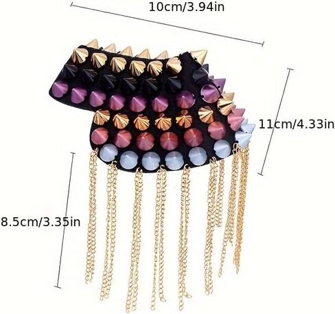 1pc Metal Fringe Epaulet - Rock-Chic Statement Piece for DIY Jacket & Vest Decor, Performance & Gothic Style Apparel in Saudi Arabia