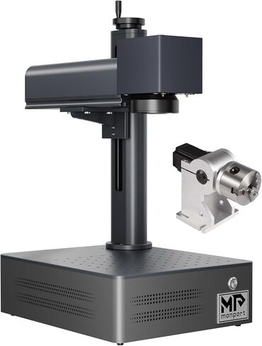 Monport 5mW JPT & MOPA نقش ألياف الليزر مع نقش ثلاثي الأبعاد وعميق، منطقة عمل 6.9 بوصة × 6.9 بوصة آلة وسم بالليزر 10,000 مم/ثانية لوضع علامات الألوان المعدنية BSLcad متضمنة للمجوهرات والمعادن والجلود وعلامات الكلاب in Kuwait