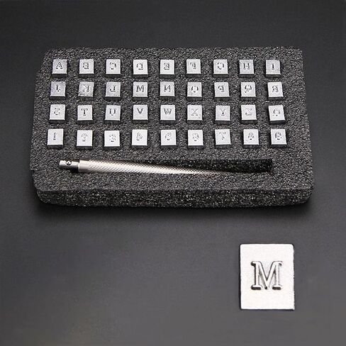 مجموعة ختم جلدية مع 36 قطعة من الحروف والأرقام، أداة ختم جلدية 3.5 مم لوضع العلامات اليدوية على الأحذية الجلدية وحقيبة القبعات in Kuwait