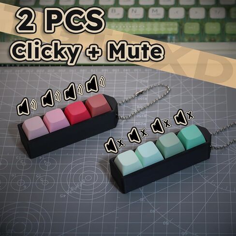 لوحة المفاتيح الهادئة والنقرية - قطعتان من سلاسل المفاتيح المضغوطة ثلاثية الأبعاد ذات اللون غير اللامع (التدرج: الأخضر والأحمر) in Kuwait