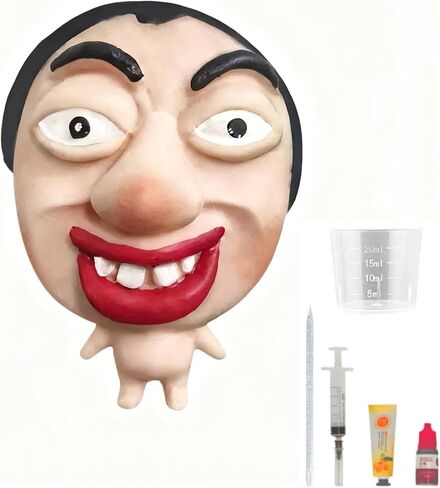 Pimple Popper Toy Set, Ultra Soft Cute Face Pimple Popping Fidget Toy, Refillable Pimple Toy with Sensory Cream, Silicone Squishy Squeeze Toy for Stress Relief & Anxiety Relief(GrumpFace) in Kuwait