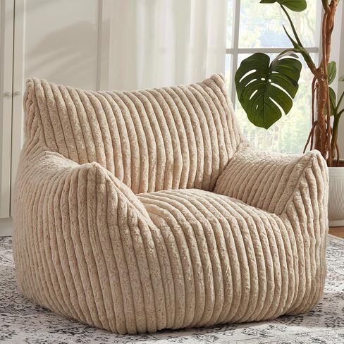 Giant Bean Bag Chairs for Adults with Filling Plush Fluffy Bean Bag Chairs for Teens with Armrests Comfy BeanBag Lazy Couch Sofa Chair for Bedroom Living Room Reading in Saudi Arabia
