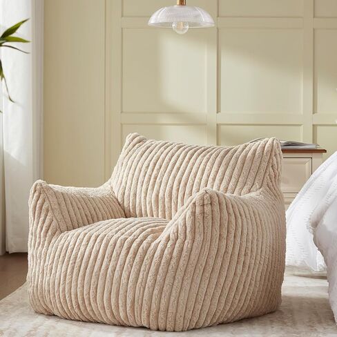 Giant Bean Bag Chairs for Adults Teens, Large Bean Bag Sofa Chairs with Filling Comfy Fuzzy BeanBag Chair with Armrests for Bedroom Living Room Reading in Saudi Arabia
