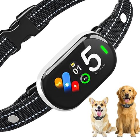 Bark Collar for Small Medium Large Dogs, Rechargeable Smart Dog Bark Collar, Anti Barking Training Collar with 5 Adjustable Sensitivity,Bark Shock Collar with Beep Vibration (Silver) in Saudi Arabia