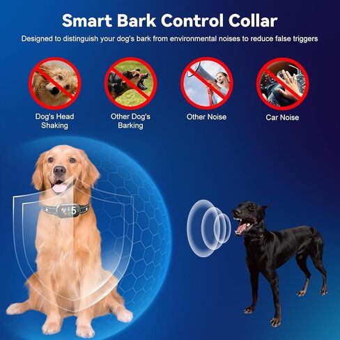 Smart Bark Collar for Dogs - 5 Safe Training Modes & 5 Sensitivity Levels, IP67 Waterproof, Adjustable & Lightweight No Bark Collar for Small, Medium, Large Dogs in Saudi Arabia