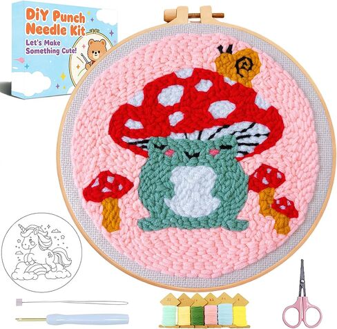 Black Cat Punch Needle kit,Punch Needle Kits for Beginners Adults,DIY Crafts for Girls 8-12 Book Punch Needles Kits, Art and Craft for Women Home Decor Embroidery Hoop 7.87x7.87inch in Saudi Arabia