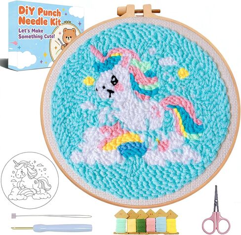 Black Cat Punch Needle kit,Punch Needle Kits for Beginners Adults,DIY Crafts for Girls 8-12 Book Punch Needles Kits, Art and Craft for Women Home Decor Embroidery Hoop 7.87x7.87inch in Saudi Arabia