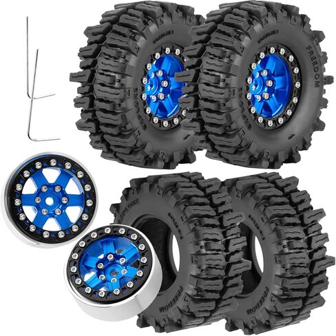 عجلات وإطارات 1.3 Beadlock rc لـ 1/18 TRX4M، Ascent-18,1/24 SCX24، FCX24، 1.3 بوصة حواف ألومنيوم من سبائك Beadlock مع حلقات وإطارات لجميع التضاريس، أحمر in Kuwait