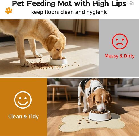 Dog Food Mat Anti-Slip Silicone Bowl Mats for Food and Water, Thicker Pet Placemat Waterproof Cat Feeder Pad with High-Lips Prevent Messy Spills to Floor Suitable for Medium and Small Pet in Saudi Arabia
