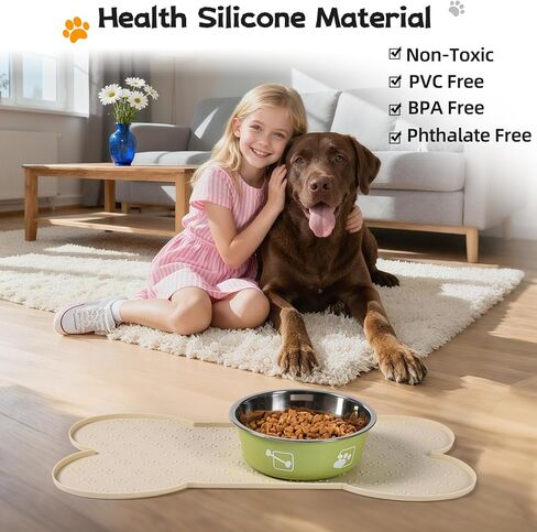 Dog Food Mat Anti-Slip Silicone Bowl Mats for Food and Water, Thicker Pet Placemat Waterproof Cat Feeder Pad with High-Lips Prevent Messy Spills to Floor Suitable for Medium and Small Pet in Saudi Arabia