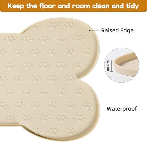 Dog Food Mat Anti-Slip Silicone Bowl Mats for Food and Water, Thicker Pet Placemat Waterproof Cat Feeder Pad with High-Lips Prevent Messy Spills to Floor Suitable for Medium and Small Pet in Saudi Arabia