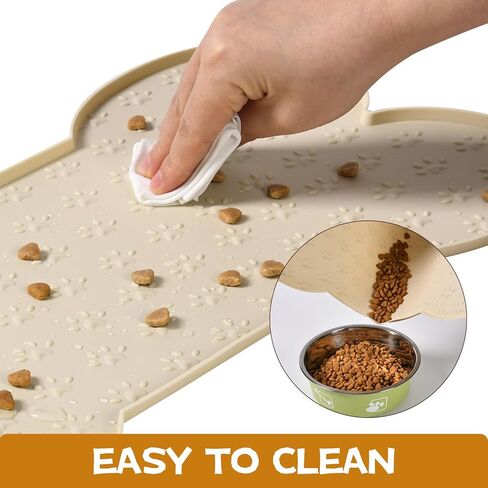 Dog Food Mat Anti-Slip Silicone Bowl Mats for Food and Water, Thicker Pet Placemat Waterproof Cat Feeder Pad with High-Lips Prevent Messy Spills to Floor Suitable for Medium and Small Pet in Saudi Arabia