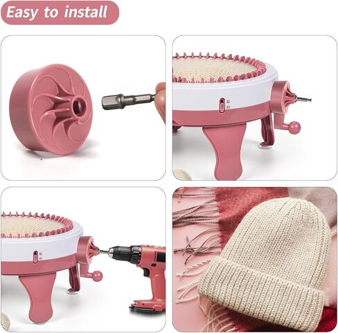 Knitting Machine Adapter, Quick Knitting Machine Drill Attachment for 22, 40, 48 Needles Loom, 1/4" Hex Steel Bit for Power Screwdriver Attachment, DIY Craft Knit Sewing Accessories（1 Pcs Pink） in Saudi Arabia