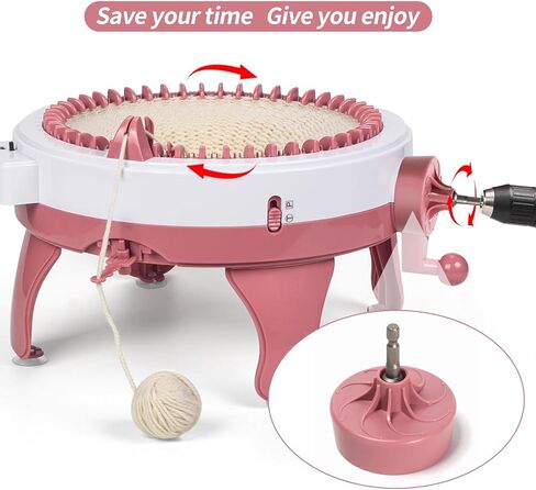 Knitting Machine Adapter, Quick Knitting Machine Drill Attachment for 22, 40, 48 Needles Loom, 1/4" Hex Steel Bit for Power Screwdriver Attachment, DIY Craft Knit Sewing Accessories（1 Pcs Pink） in Saudi Arabia