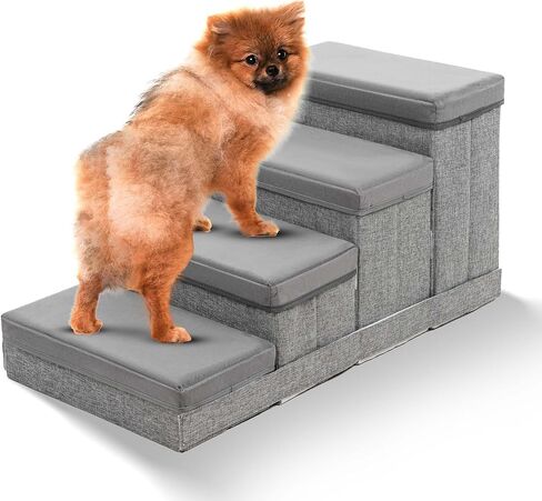 BOSQUE Dog Stairs for High Bed, Foldable Pet Stairs for Small Medium or Large Dogs Puppy with Storage for Bed or Couch, Cat Dog Steps Ramp with Zip up to 200 lbs in Saudi Arabia