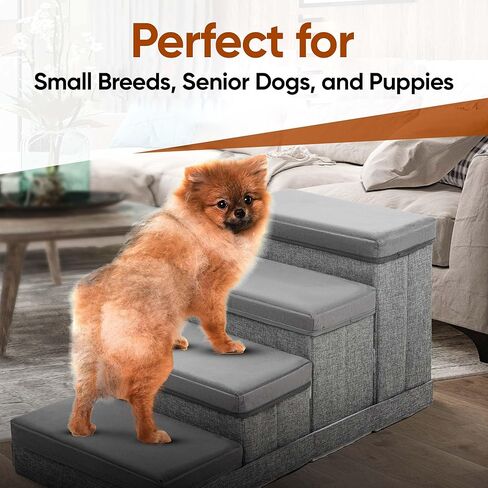 BOSQUE Dog Stairs for High Bed, Foldable Pet Stairs for Small Medium or Large Dogs Puppy with Storage for Bed or Couch, Cat Dog Steps Ramp with Zip up to 200 lbs in Saudi Arabia