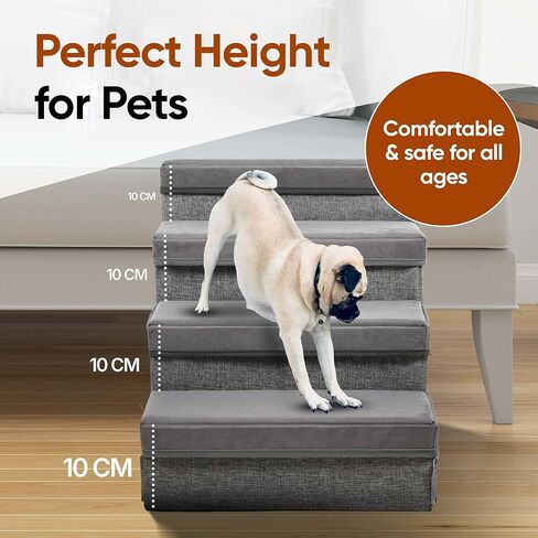 BOSQUE Dog Stairs for High Bed, Foldable Pet Stairs for Small Medium or Large Dogs Puppy with Storage for Bed or Couch, Cat Dog Steps Ramp with Zip up to 200 lbs in Saudi Arabia