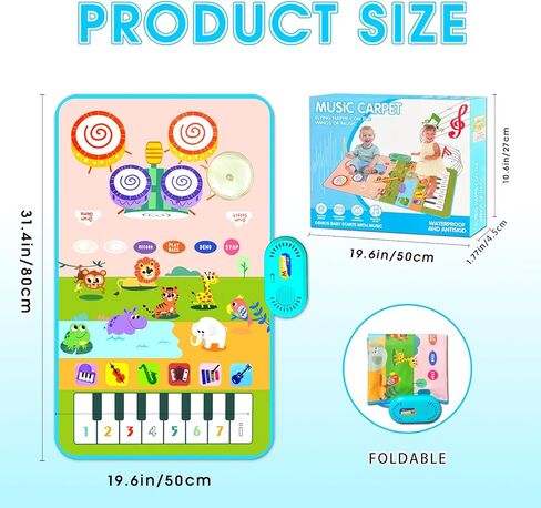 3in1 طفل اللعب الموسيقية حصيرة Playmat الإلكترونية الحيوان اللمس اللعب بطانية مضحك عيد الميلاد هدية لعبة للطفل أطفال بنين بنات 1 2 3+ سنة in Saudi Arabia