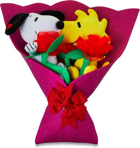 Ruz New 2024 Peanuts, Snoopy and Woodstock Plush 14"" Valentine's Bouquet, Multi-Color, All Ages, Removable Figures and Roses in Saudi Arabia