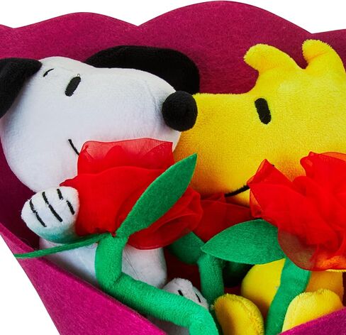 Ruz New 2024 Peanuts, Snoopy and Woodstock Plush 14"" Valentine's Bouquet, Multi-Color, All Ages, Removable Figures and Roses in Saudi Arabia
