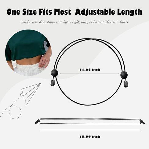 قميص Tuck Band للنساء، حزام علوي قصير قابل للتعديل - حزام خصر مرن بدون خياطة للسترة وحزام قص القميص، قطعتان باللون الأسود in Kuwait