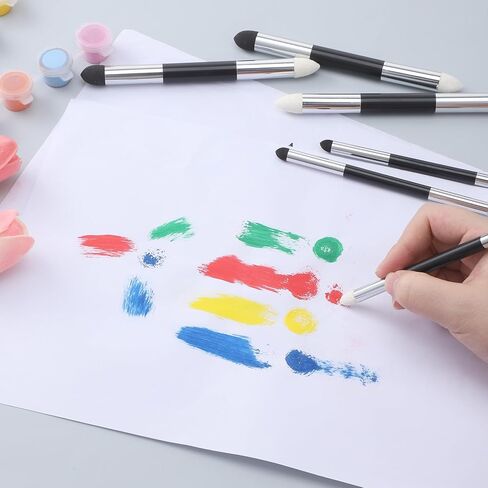 Dplolng 6 Pcs Artist Blending Sponge Pen Dual Tip Oil Pastel Blending Tools Washable Sketch Rubbing Sponge Brush with 6 Plastic Paint Spatula Reusable Blendings Stumps for Drawing Lightening Highlight in Kuwait