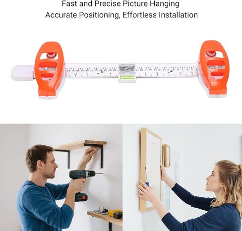 مسطرة مستوى إطار الصورة، تحديد المواقع بدقة، تصميم مزدوج الوظيفة يناسب أنواع الجدران المختلفة، حل سهل يمكنك صنعه بنفسك، مسطرة توازن معلقة للصور مع ABS قوي لديكور الحائط in Kuwait