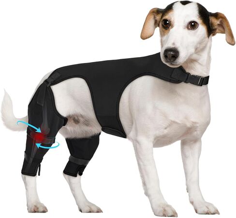 Supet Dog كم خلفي للتوقف عن لعق - صديقة للقعادة لإصابات ساق جراحة TPLO ACL، كم استرداد قابل للغسل مقاوم للمضغ، للحيوانات الأليفة من الذكور والإناث (أسود، L) in Kuwait