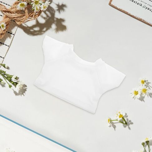 Veemoon 5 قطع تي شيرت الدب القطيفة، إكسسوارات ملابس الدب DIY، قماش الدمية البيضاء، تي شيرت دمية الدب الفارغ، ملابس الحيوانات المحشوة الناعمة والمريحة، تصميم رقبة مستديرة للدببة مقاس 8-12 بوصة in Kuwait