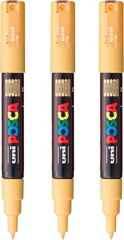 أقلام طلاء مائية من posca PC-1M، رأس رفيع للغاية (0.7 مم)، أسود، عدد 3 in Saudi Arabia