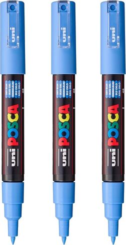 posca PC-1M Water-Based Paint Markers, Extra Fine Tip (0.7mm), Black, 3 Count in Kuwait