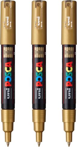 posca PC-1M Water-Based Paint Markers, Extra Fine Tip (0.7mm), Black, 3 Count in Kuwait