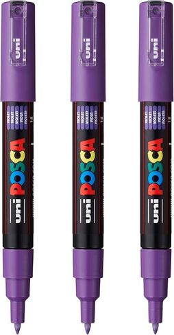 posca PC-1M Water-Based Paint Markers, Extra Fine Tip (0.7mm), Black, 3 Count in Kuwait