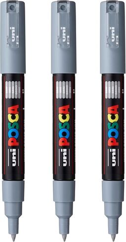 posca PC-1M Water-Based Paint Markers, Extra Fine Tip (0.7mm), Black, 3 Count in Kuwait