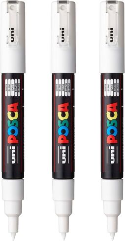 posca PC-1M Water-Based Paint Markers, Extra Fine Tip (0.7mm), Black, 3 Count in Kuwait