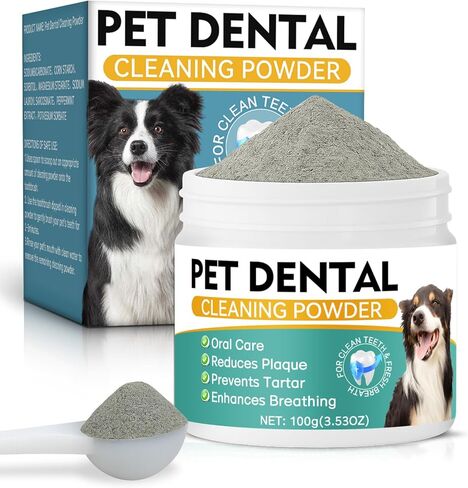 مسحوق أسنان الكلاب، مسحوق تنظيف أسنان الكلاب - معطر التنفس الطبيعي للكلاب، مزيل الجير والبلاك، العناية بالأسنان للكلاب والقطط الصغيرة والمتوسطة والكبيرة (مسحوق أسنان الكلاب) in Kuwait
