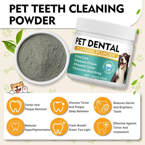 مسحوق أسنان الكلاب، مسحوق تنظيف أسنان الكلاب - معطر التنفس الطبيعي للكلاب، مزيل الجير والبلاك، العناية بالأسنان للكلاب والقطط الصغيرة والمتوسطة والكبيرة (مسحوق أسنان الكلاب) in Kuwait