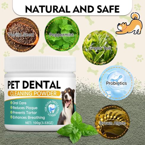 مسحوق أسنان الكلاب، مسحوق تنظيف أسنان الكلاب - معطر التنفس الطبيعي للكلاب، مزيل الجير والبلاك، العناية بالأسنان للكلاب والقطط الصغيرة والمتوسطة والكبيرة (مسحوق أسنان الكلاب) in Kuwait