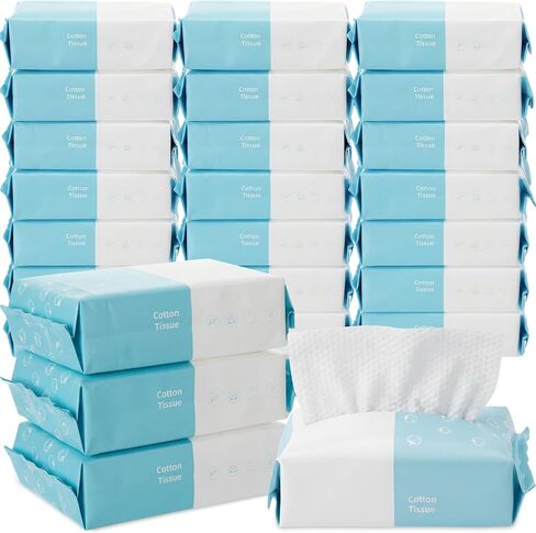 12 قطعة من مناشف الوجه للاستعمال مرة واحدة، 1200 قطعة مناديل وجه قطنية ناعمة وجافة للبشرة وازالة المكياج وتنظيف الاسطح، 5.9 × 7.8 انش in Kuwait