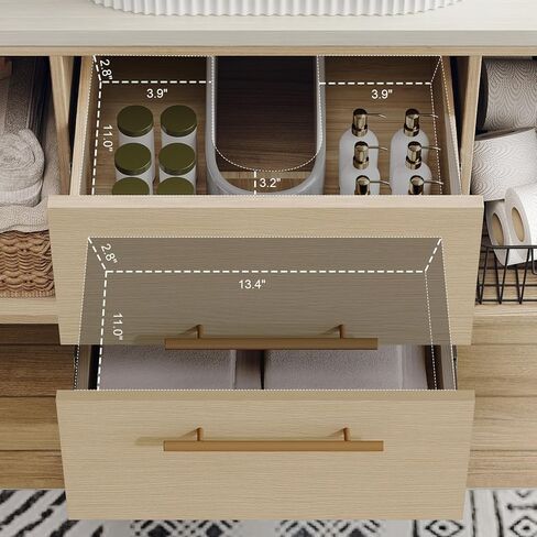 Modern 39.3 Wall-Mounted Bathroom Vanity with Oval Ceramic Sink Floating Vanity Multi-Layer Solid Wood Cabinet Soft-Close Drawers Open Shelf Storage in Saudi Arabia