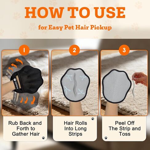 Pet Hair Removal Glove, Magic Brush Electrostatic Mitt for Cats & Dogs, Reusable Grooming Gloves, Pet Hair Remover Tool for Couch, Carpet, Clothes, Car Seat, Laundry in Saudi Arabia