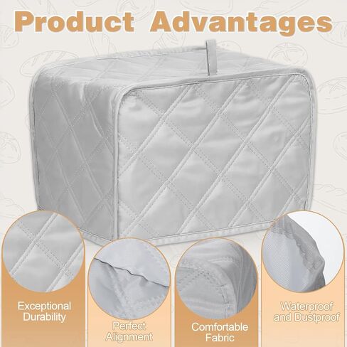 Toaster 2 Slice Cover Universal Toasters Dusts Covers Small Kitchen Appliance Cover, Polyester and Cotton Quilted, Fingerprint Protector, Grey in Saudi Arabia
