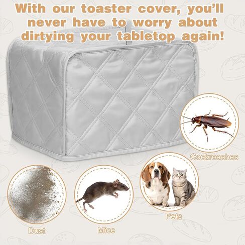 Toaster 2 Slice Cover Universal Toasters Dusts Covers Small Kitchen Appliance Cover, Polyester and Cotton Quilted, Fingerprint Protector, Grey in Saudi Arabia