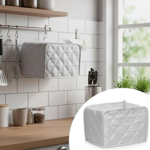 Toaster 2 Slice Cover Universal Toasters Dusts Covers Small Kitchen Appliance Cover, Polyester and Cotton Quilted, Fingerprint Protector, Grey in Saudi Arabia