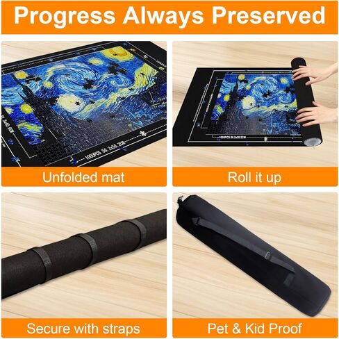 Large Puzzle Roll Up Mat with 8 Sorting Trays & Air Pump System, 46x26 Inch Portable Puzzle Storage Mat for 500 to 1500 Piece Puzzles, Includes Storage Bag in Saudi Arabia