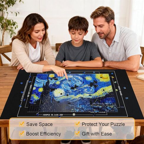 Large Puzzle Roll Up Mat with 8 Sorting Trays & Air Pump System, 46x26 Inch Portable Puzzle Storage Mat for 500 to 1500 Piece Puzzles, Includes Storage Bag in Saudi Arabia