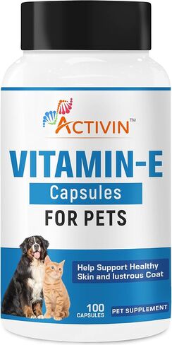 Vitamin E Capsules for Dogs & Cats | Antioxidant Nutritional Support | Supports Skin, Coat & Immune Health | Veterinary Supplement | 100 Capsules in Saudi Arabia