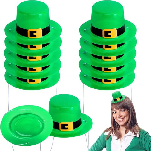 Watayo Mini Green St. Patrick Top Hats, St. Patricks Mini Party Hats with Buckle, Small Irish Green Top Hats for Party Decor in Saudi Arabia