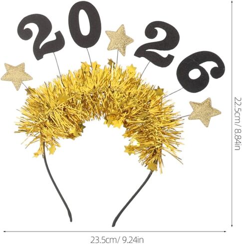 3 قطع من عصابات رأس السنة الجديدة السعيدة من Garneck 2026: أربطة شعر على شكل نجمة لامعة للنساء والأطفال من القماش الناعم وإكسسوارات الحفلات والحفلات المزينة بالترتر للاحتفال بالعطلات in Kuwait