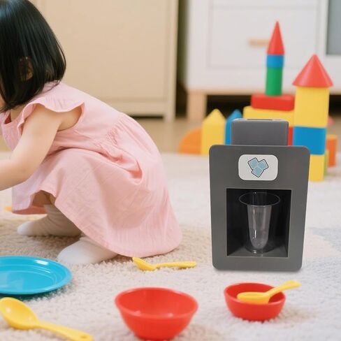 Pretend Play Ice Maker Kitchen Appliance with Fake Cubes Kids Birthday Gift Ice Dispenser Activity Develop Fine Motor Skill in Saudi Arabia